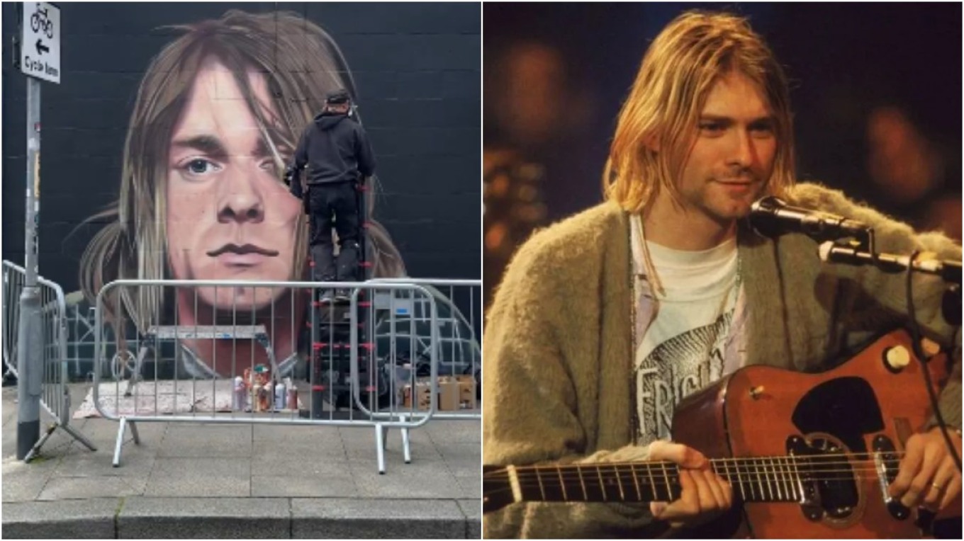 Një mural për Kurt Cobain në 30 vjetorin e vdekjes së këngëtarit të