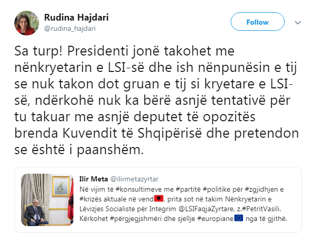 Rudina Hajdari Twitter