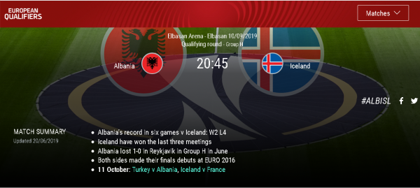 Uefa Shqiperi Islande