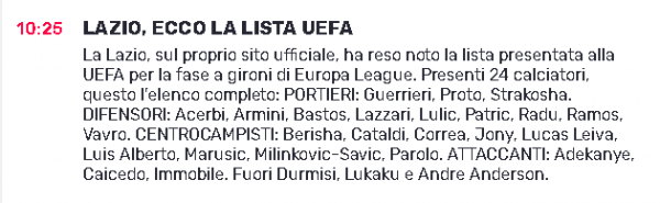 Lazio Lista