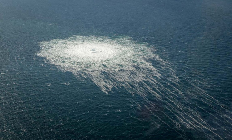 File Photo: Gas Bubbles From The Nord Stream 2 Leak Reaching Surface Of The Baltic Sea In The Area Shows Disturbance Of Well Over One Kilometre Diameter Near Bornholm