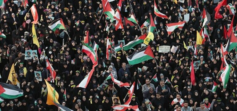 806x378 Thousands Gather In Tehran To Protest Israeli Attacks Show Support For Hezbollah 1727721301376