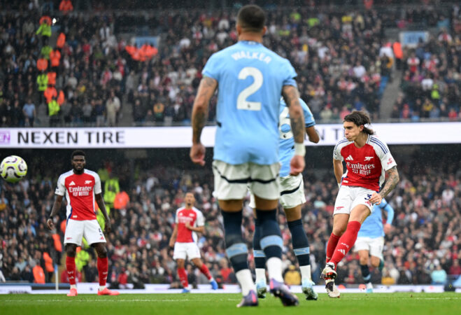 Riccardo Calafiori Arsenal Manchester City Celebrate