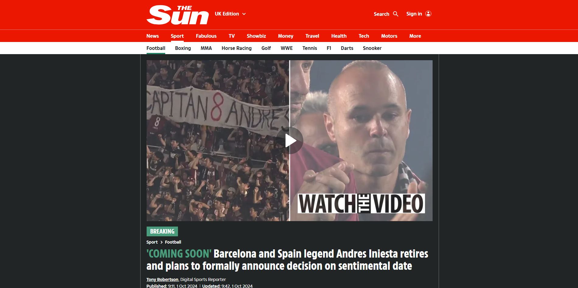 Iniesta The Sun