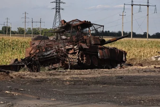 Destroyed Russian Tank Rusts Kursk