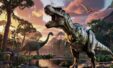 A Photograph Depicting A Colossal Tyrannosaurus Rex Standing Amidst A Dense Prehistoric Forest 1536x931